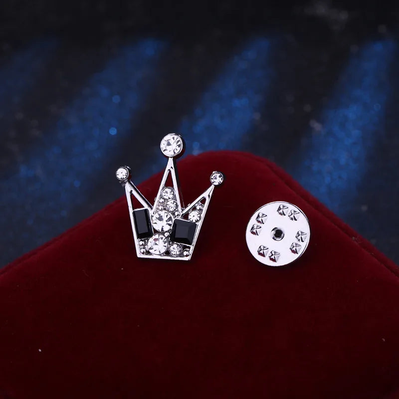 Casual Shiny Crown Alloy Plating Inlay Rhinestones Men'S Brooches