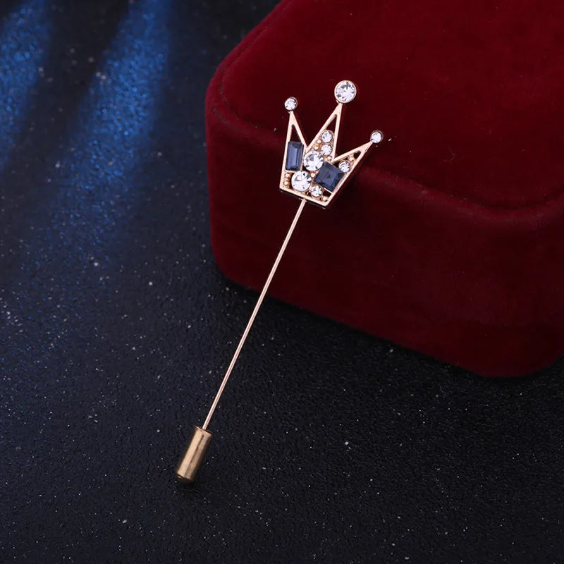 Casual Shiny Crown Alloy Plating Inlay Rhinestones Men'S Brooches