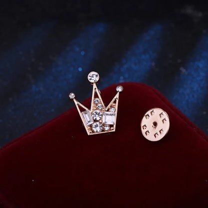 Casual Shiny Crown Alloy Plating Inlay Rhinestones Men'S Brooches