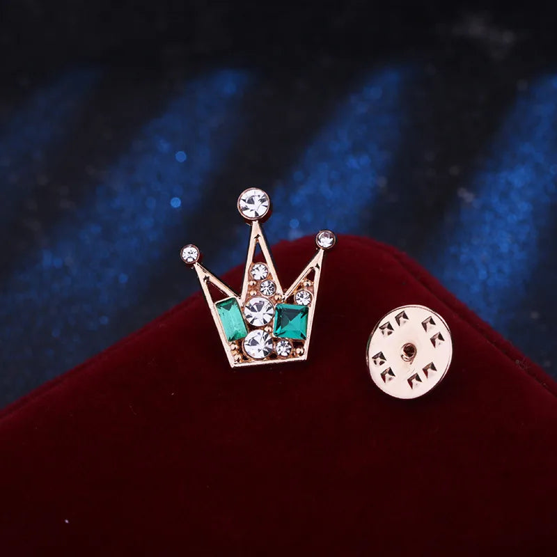 Casual Shiny Crown Alloy Plating Inlay Rhinestones Men'S Brooches