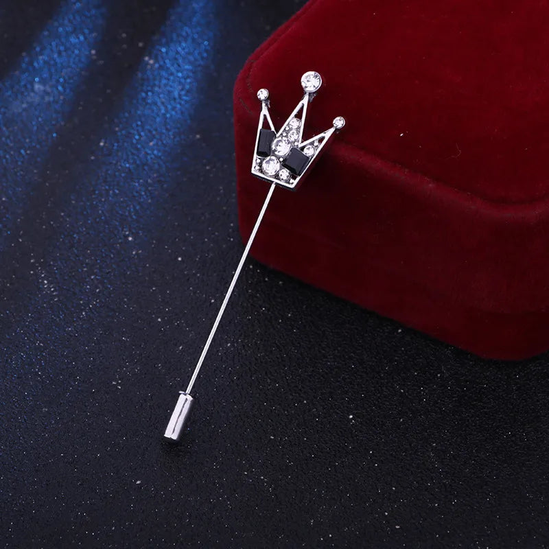 Casual Shiny Crown Alloy Plating Inlay Rhinestones Men'S Brooches