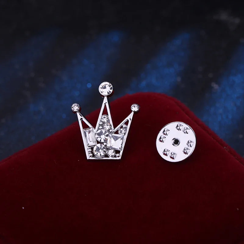 Casual Shiny Crown Alloy Plating Inlay Rhinestones Men'S Brooches