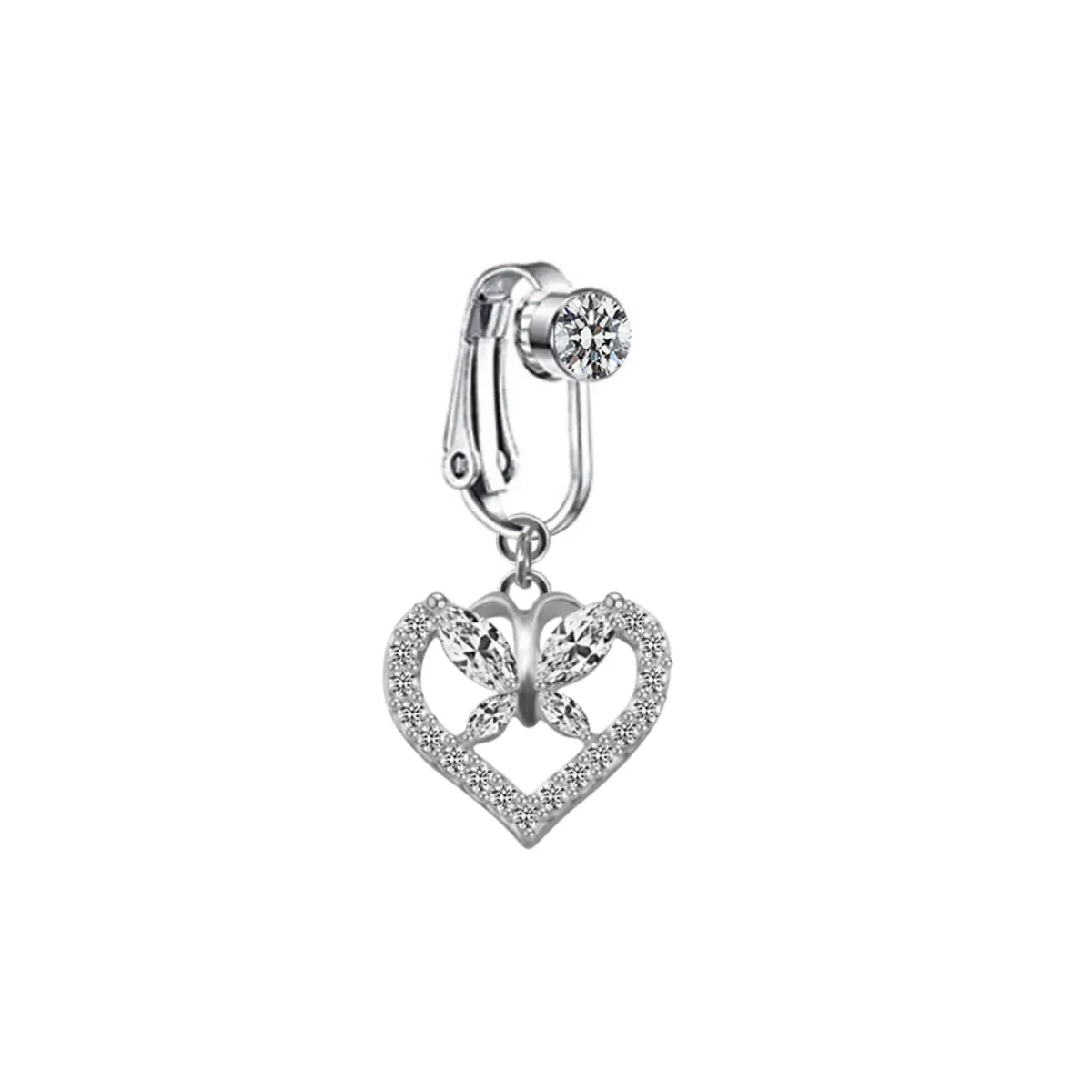 Casual Shiny Star Moon Heart Shape Stainless Steel Alloy White Gold Plated Gold Plated Rhinestones Glass Belly Ring In Bulk