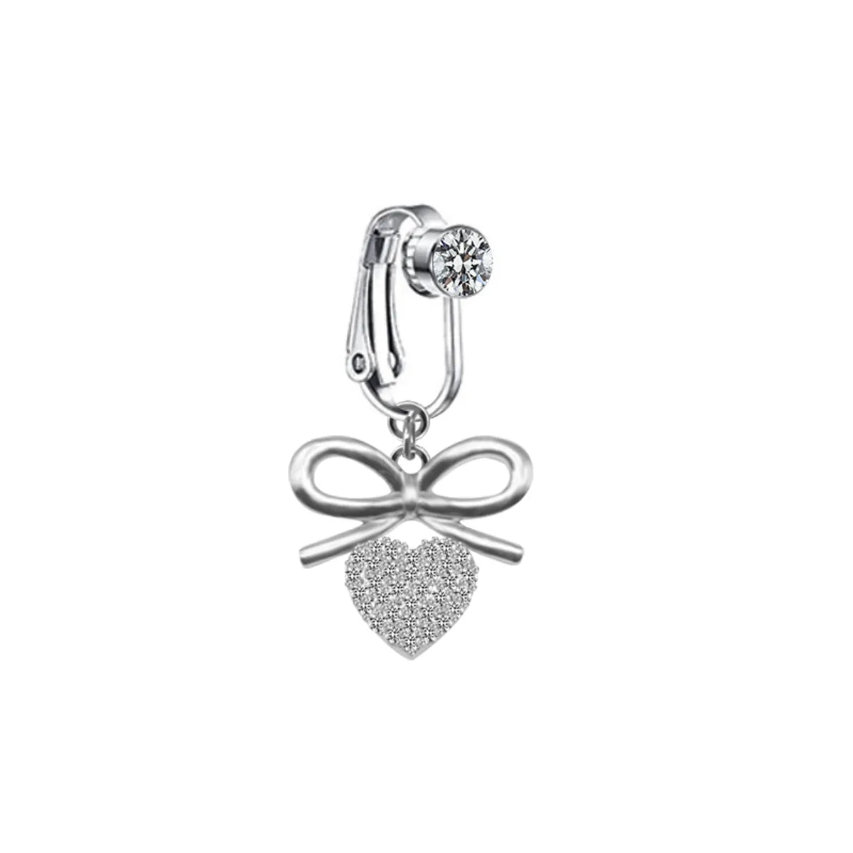 Casual Shiny Star Moon Heart Shape Stainless Steel Alloy White Gold Plated Gold Plated Rhinestones Glass Belly Ring In Bulk