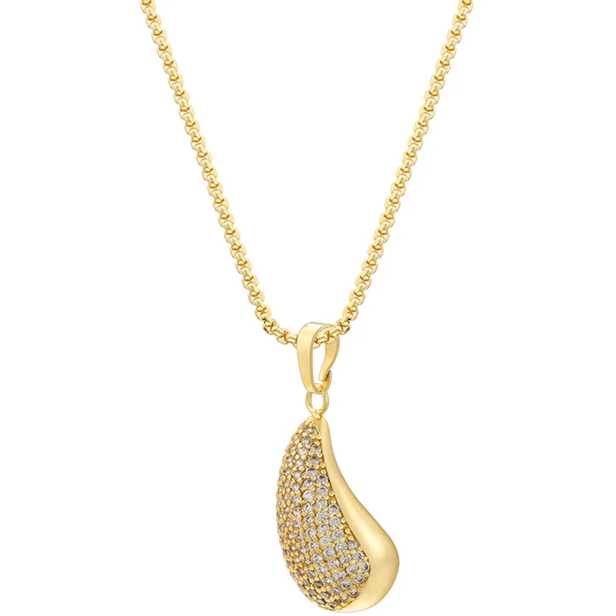 Casual Shiny Water Droplets Copper Plating Inlay Zircon 18k Gold Plated Pendant Necklace