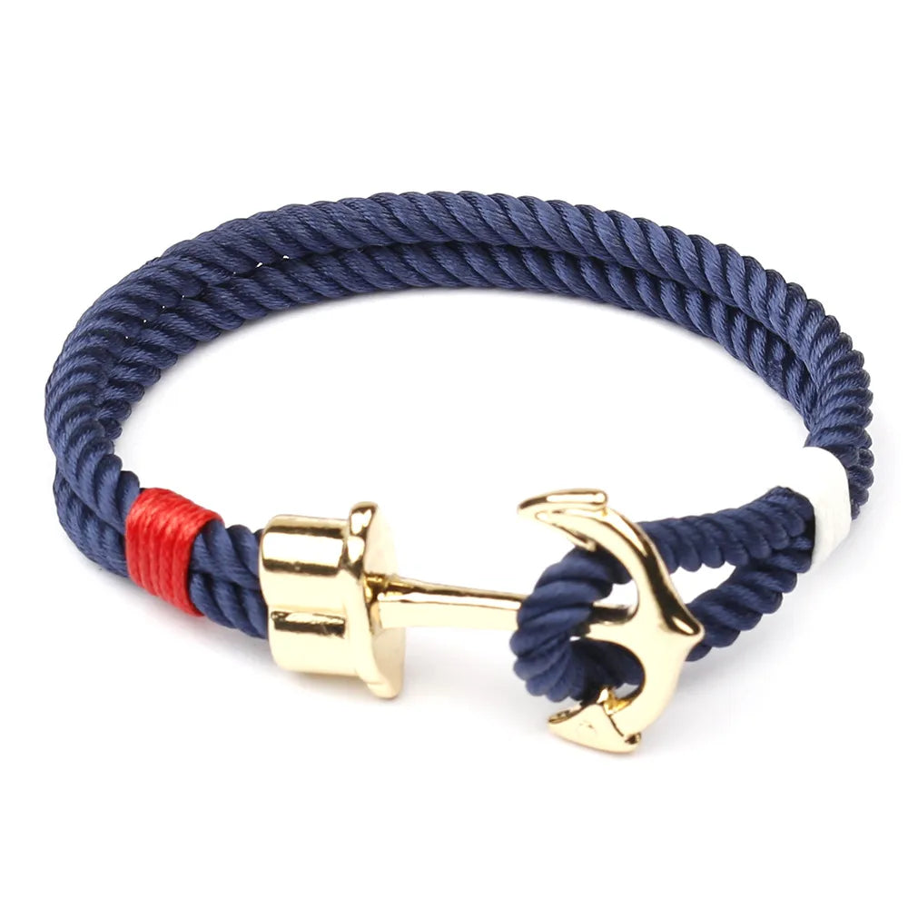 Casual Simple Style Anchor 304 Stainless Steel Alloy Rope Unisex Wristband