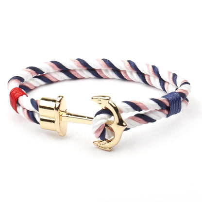 Casual Simple Style Anchor 304 Stainless Steel Alloy Rope Unisex Wristband