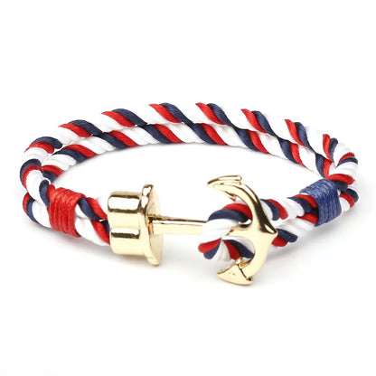 Casual Simple Style Anchor 304 Stainless Steel Alloy Rope Unisex Wristband