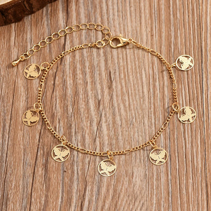 Casual Simple Style Animal Eye Butterfly Alloy Chain Women'S Anklet