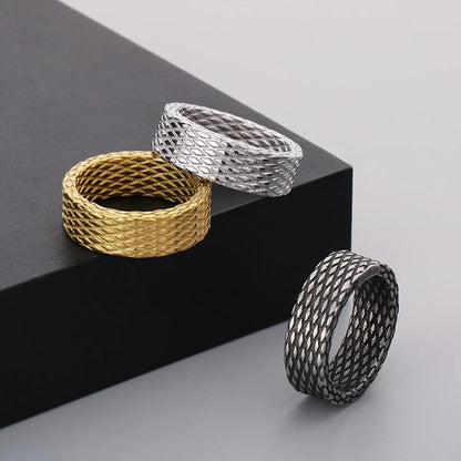 Casual Simple Style Argyle Stainless Steel 18K Gold Plated Men'S Rings