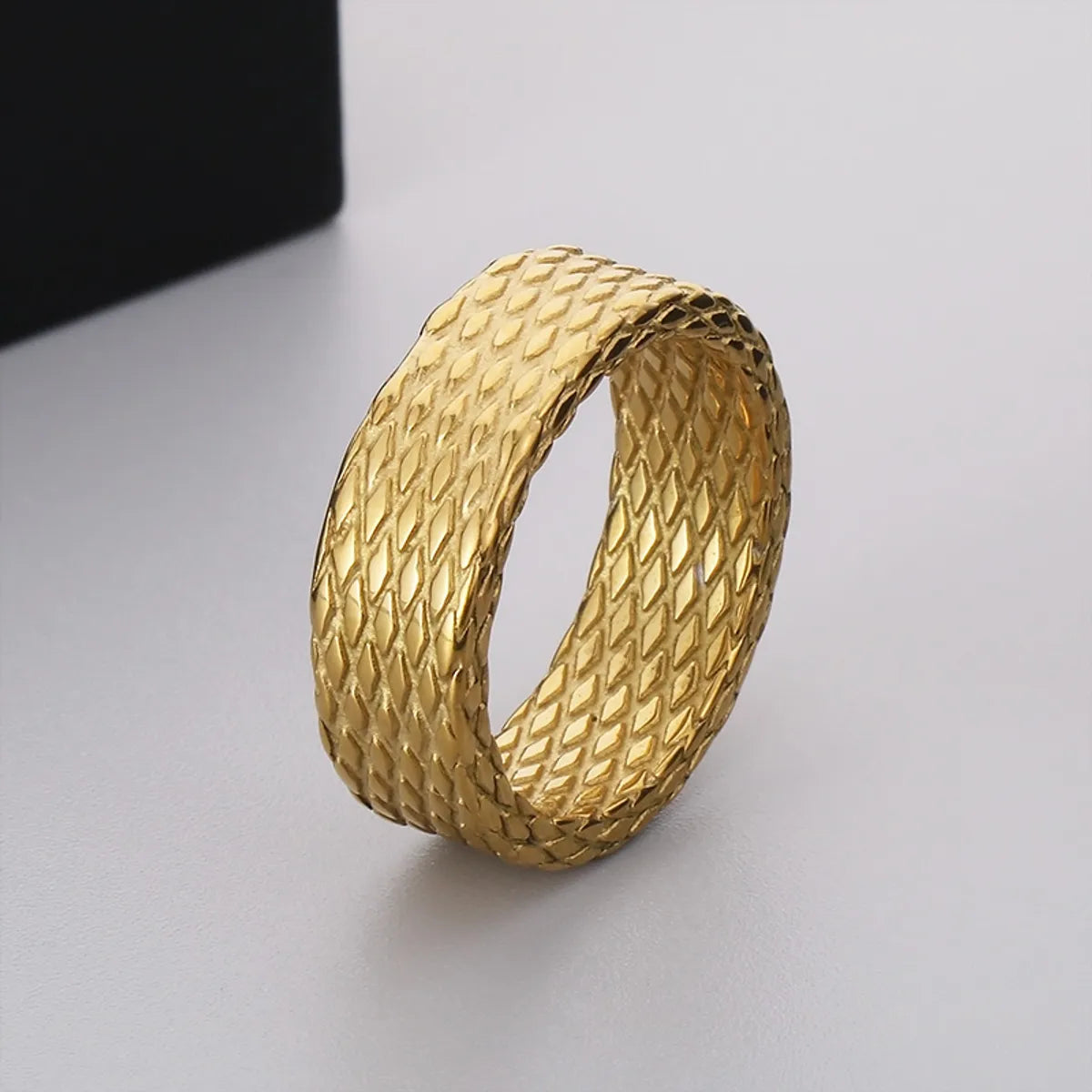 Casual Simple Style Argyle Stainless Steel 18K Gold Plated Men'S Rings