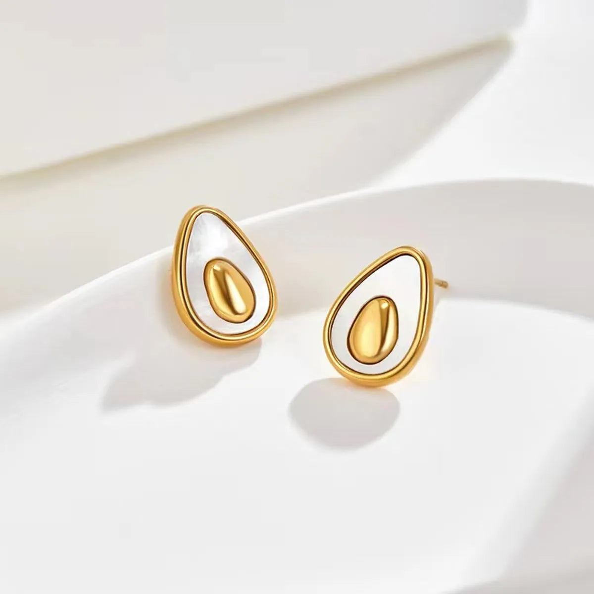 304 Stainless Steel 18K Gold Plated Casual Simple Style Plating Avocado Acrylic Earrings Necklace