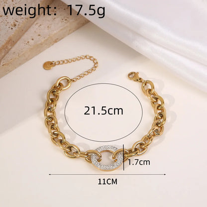 Casual Simple Style Bag Flower 304 Stainless Steel Titanium Steel 18K Gold Plated Zircon Bracelets In Bulk