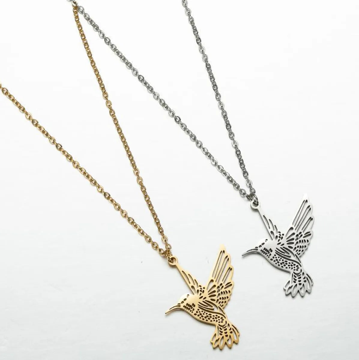 Casual Simple Style Bird Stainless Steel Plating Hollow Out Pendant Necklace