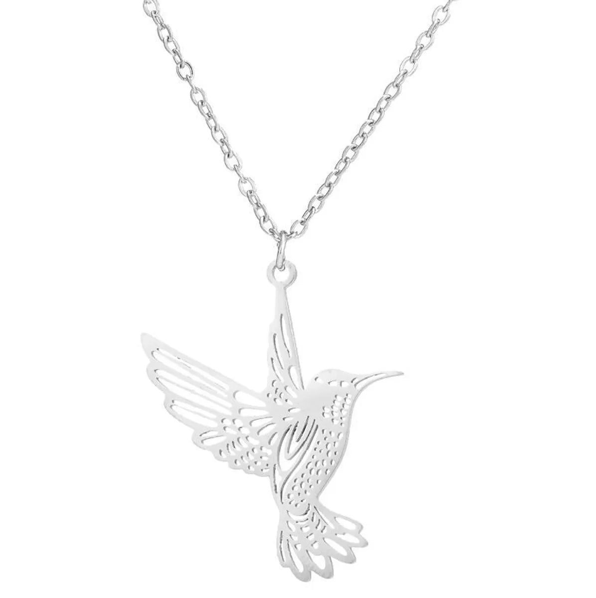 Casual Simple Style Bird Stainless Steel Plating Hollow Out Pendant Necklace