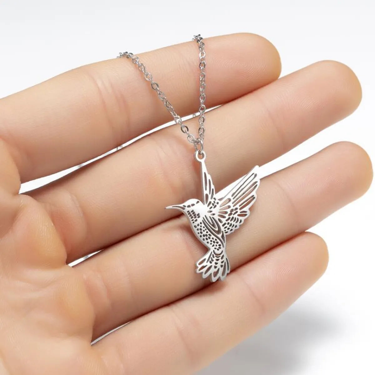 Casual Simple Style Bird Stainless Steel Plating Hollow Out Pendant Necklace