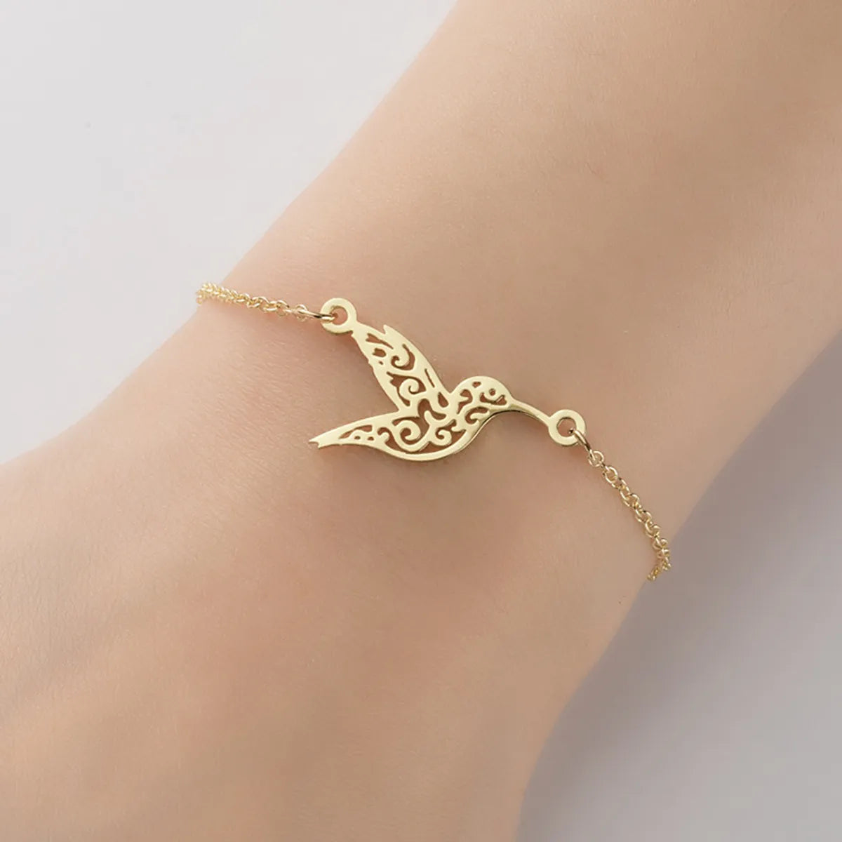 Casual Simple Style Bird Titanium Steel Plating Hollow Out Bracelets