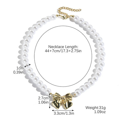 Casual Simple Style Bow Knot Imitation Pearl Alloy Wholesale Bracelets Earrings Necklace