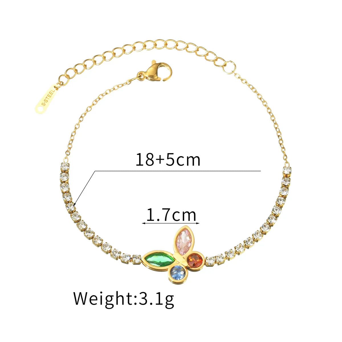 Casual Simple Style Butterfly 304 Stainless Steel Zircon Bracelets In Bulk