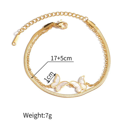 Casual Simple Style Butterfly 304 Stainless Steel Zircon Bracelets In Bulk