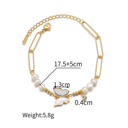 Casual Simple Style Butterfly 304 Stainless Steel Zircon Bracelets In Bulk