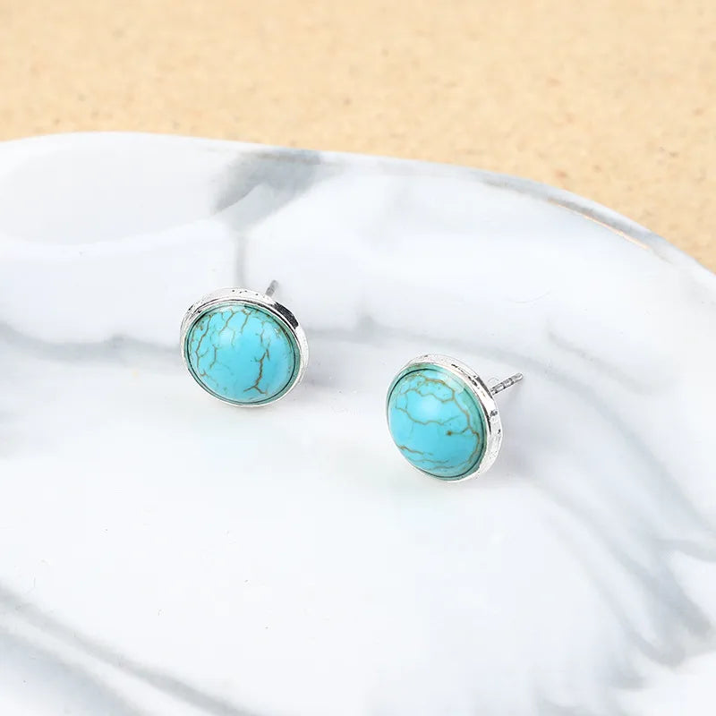 Casual Simple Style Cactus Alloy Turquoise Plating Men'S Earrings Necklace