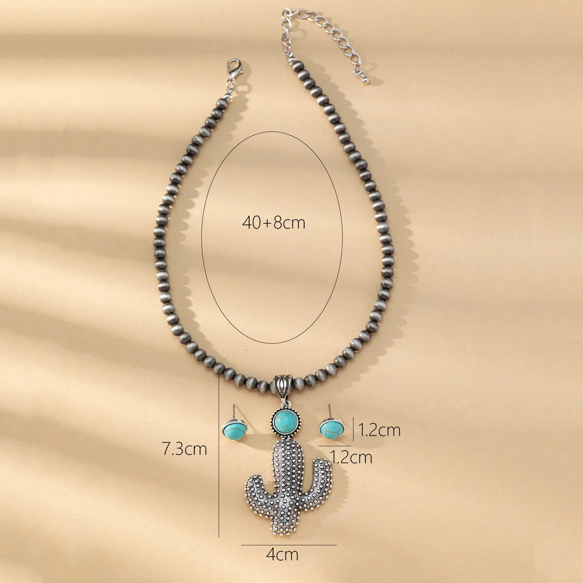 Casual Simple Style Cactus Alloy Turquoise Plating Men'S Earrings Necklace