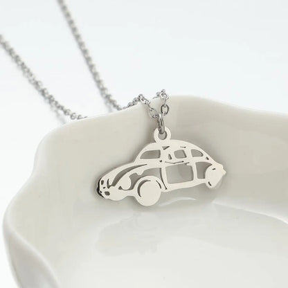 201 Stainless Steel 18K Gold Plated Casual Simple Style Plating Hollow Out Car Pendant Necklace