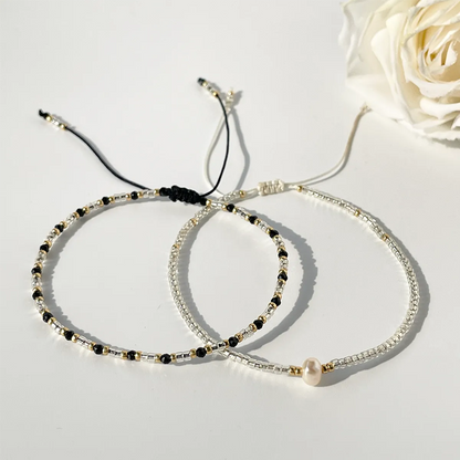 Casual Simple Style Circle Beaded Natural Stone Glass Pearl Bracelets Drawstring Bracelets