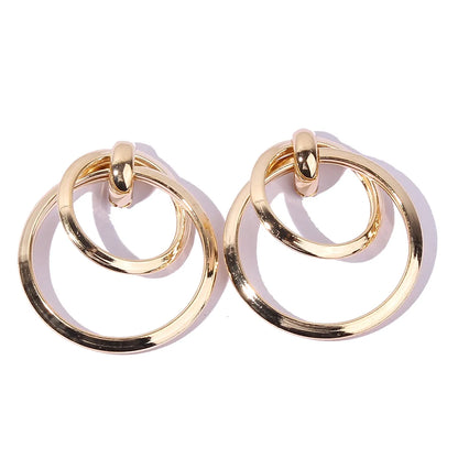 Casual Simple Style Circle Metal Layered Plating Women'S Drop Earrings