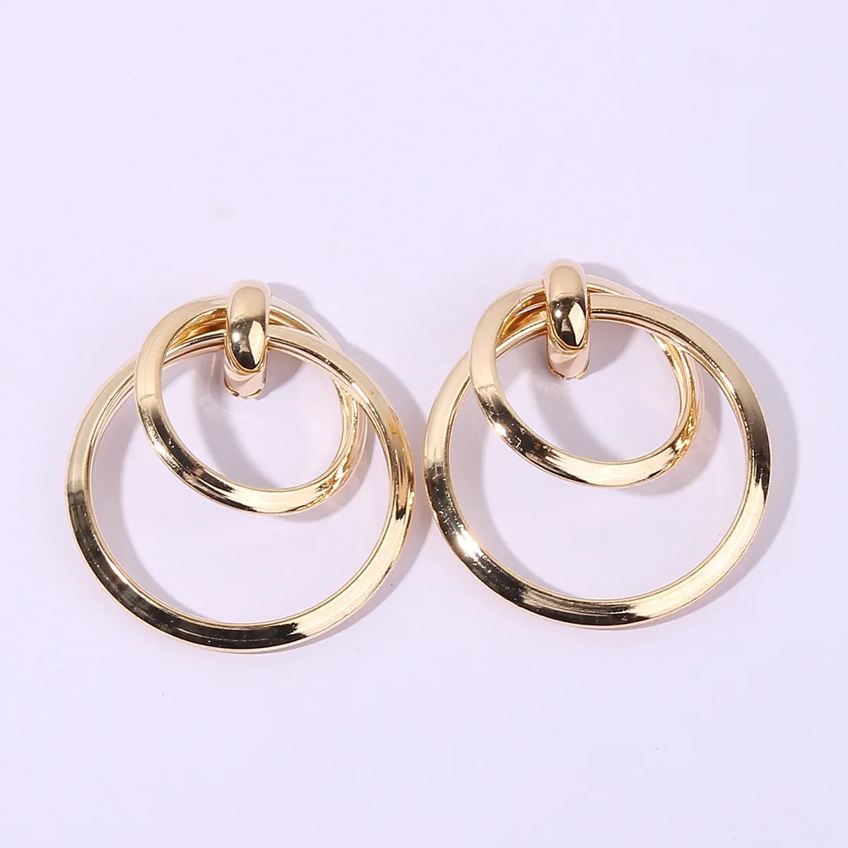 Casual Simple Style Circle Metal Layered Plating Women'S Drop Earrings