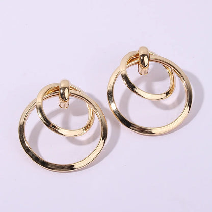 Casual Simple Style Circle Metal Layered Plating Women'S Drop Earrings