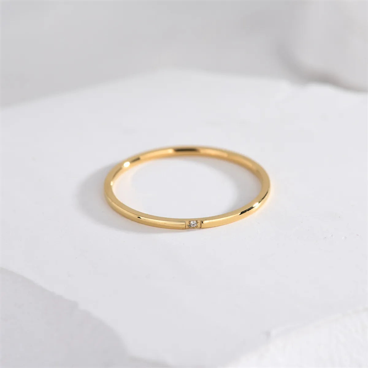 Casual Simple Style Circle Titanium Steel Polishing Plating Inlay Zircon 18k Gold Plated Rings