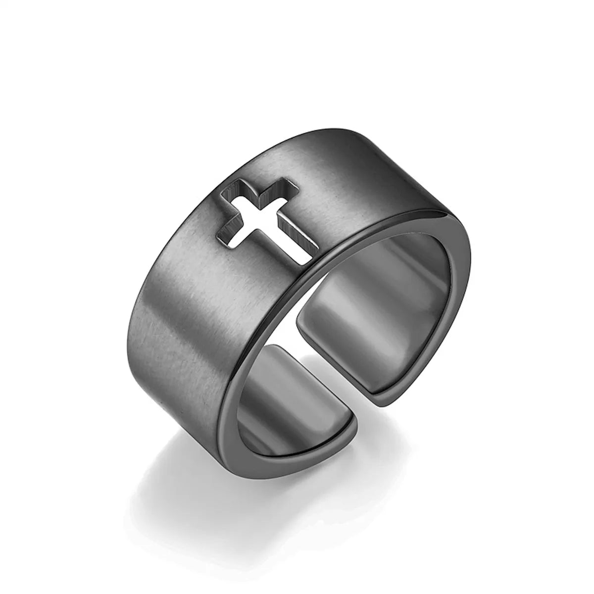 Casual Simple Style Classic Style Cross Titanium Steel Hollow Out 18K Gold Plated Unisex Open Rings