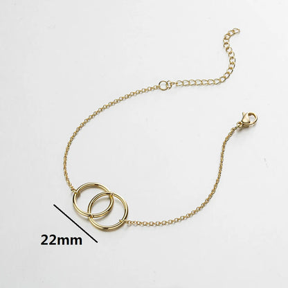 Casual Simple Style Classic Style Double Ring Stainless Steel 18k Gold Plated Bracelets In Bulk