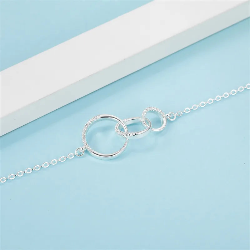 Stainless Steel Titanium Steel Copper Gold Plated Casual Simple Style Classic Style Plating Inlay Double Ring Zircon Pendant Necklace