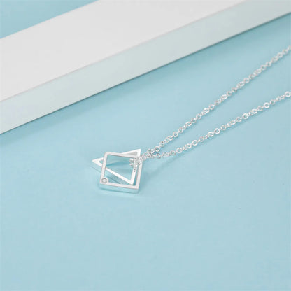 Casual Simple Style Classic Style Geometric Stainless Steel Titanium Steel Polishing Plating Inlay Diamond White Gold Plated Pendant Necklace