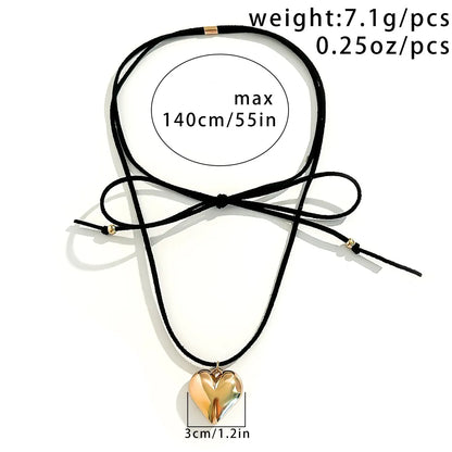 Casual Simple Style Classic Style Heart Shape Alloy Korean Velvet Tassel Three-dimensional Women's Pendant Necklace