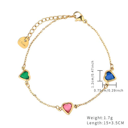 Casual Simple Style Classic Style Heart Shape Eye Flower Stainless Steel Titanium Steel Plating Inlay Resin Zircon Gold Plated Bracelets Earrings