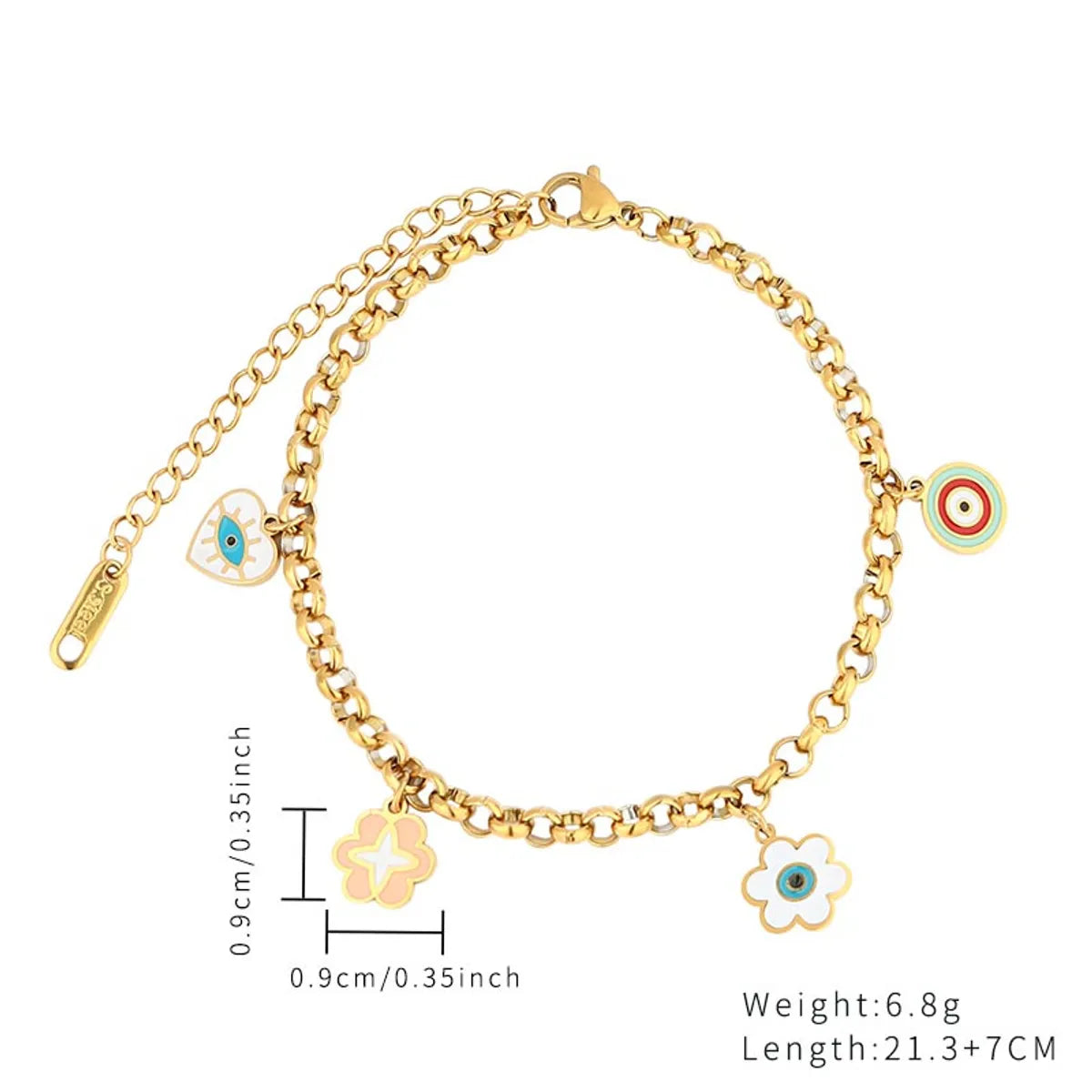 Casual Simple Style Classic Style Heart Shape Eye Flower Stainless Steel Titanium Steel Plating Inlay Resin Zircon Gold Plated Bracelets Earrings