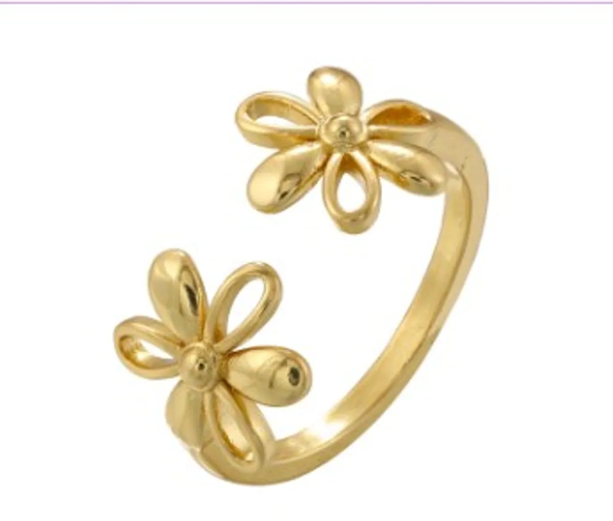 Casual Simple Style Classic Style Heart Shape Petal Snake Copper Plating Hollow Out Inlay Artificial Pearls Zircon 18k Gold Plated Open Rings