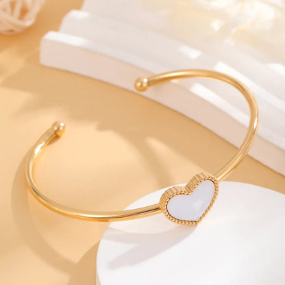 Casual Simple Style Classic Style Heart Shape Stainless Steel Plating Bangle