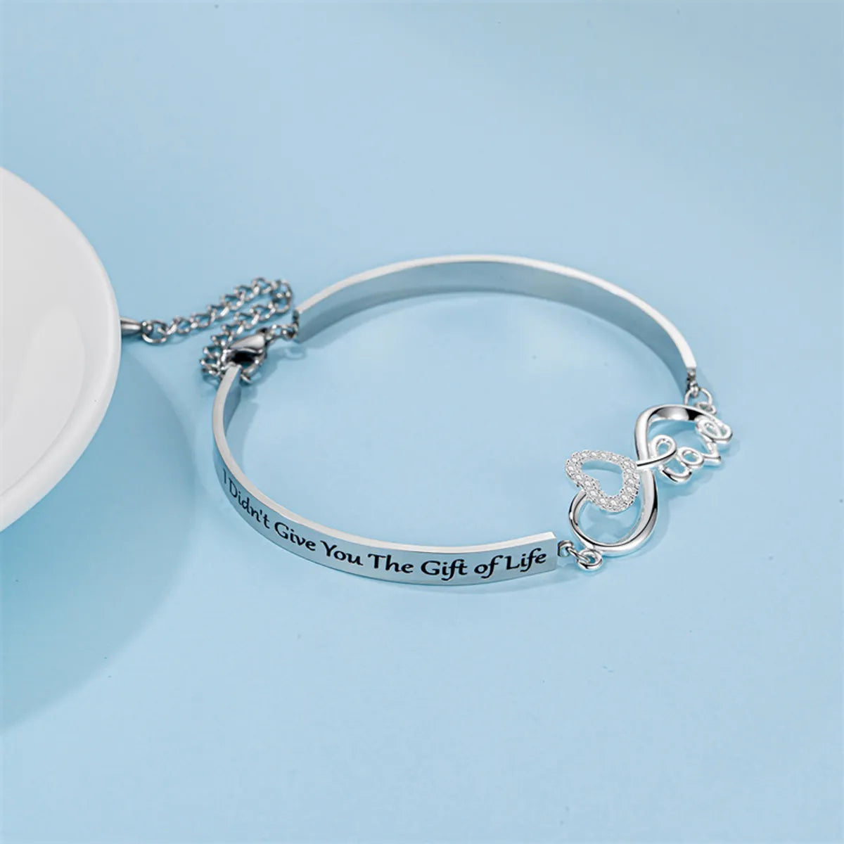 Casual Simple Style Classic Style Letter Infinity Stainless Steel Titanium Steel Polishing Hollow Out Inlay Zircon Bangle