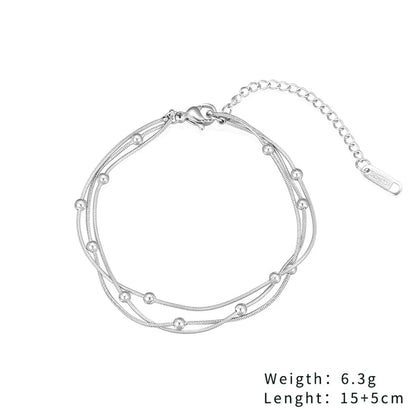 Casual Simple Style Classic Style Round Solid Color Stainless Steel Titanium Steel Plating Gold Plated Bracelets