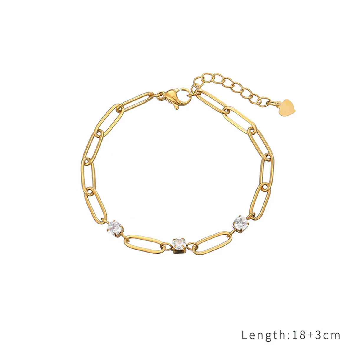 Casual Simple Style Classic Style Solid Color Stainless Steel Titanium Steel Gold Plated Zircon Bracelets In Bulk