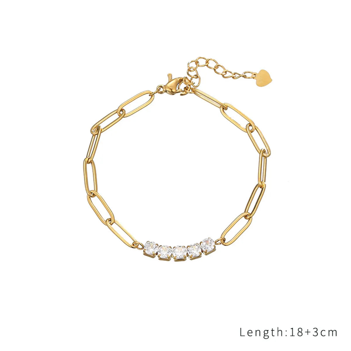 Casual Simple Style Classic Style Solid Color Stainless Steel Titanium Steel Gold Plated Zircon Bracelets In Bulk