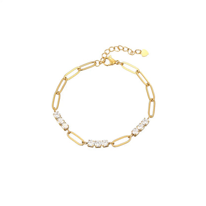 Casual Simple Style Classic Style Solid Color Stainless Steel Titanium Steel Gold Plated Zircon Bracelets In Bulk