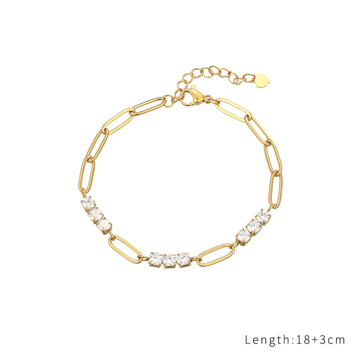 Casual Simple Style Classic Style Solid Color Stainless Steel Titanium Steel Gold Plated Zircon Bracelets In Bulk