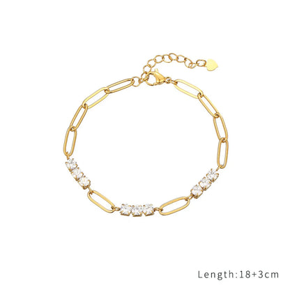 Casual Simple Style Classic Style Solid Color Stainless Steel Titanium Steel Gold Plated Zircon Bracelets In Bulk