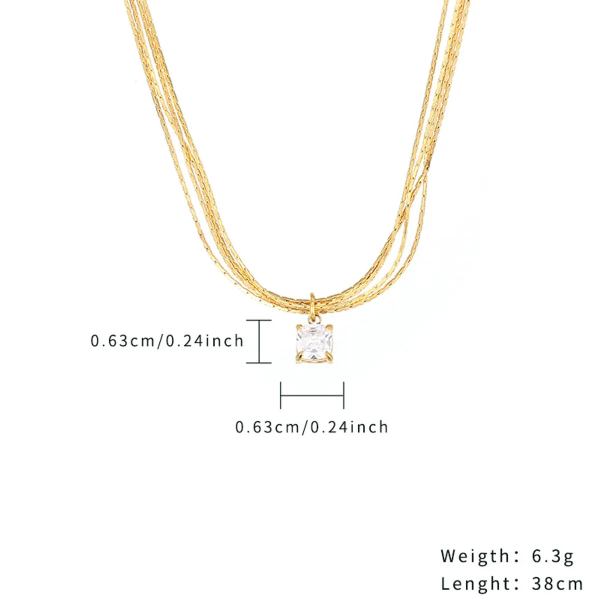 Casual Simple Style Classic Style Solid Color Stainless Steel Titanium Steel Plating Inlay Zircon Gold Plated Necklace